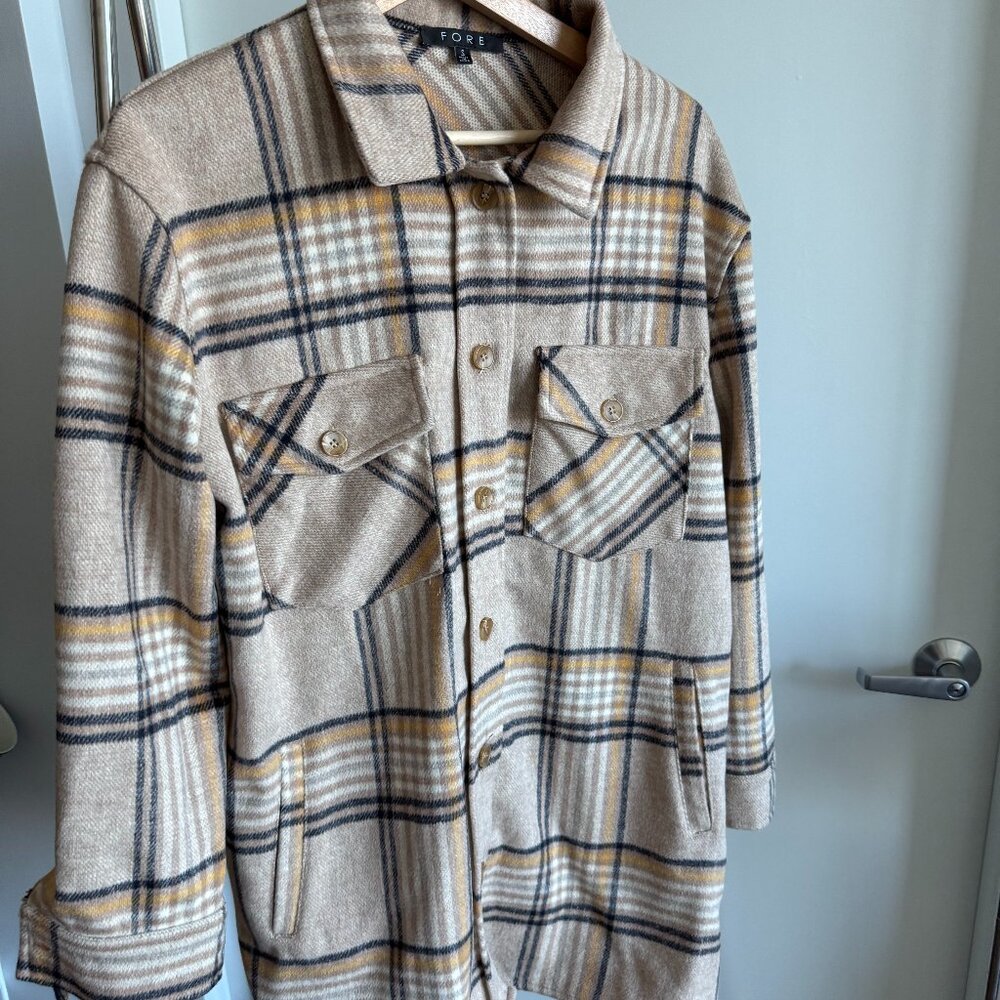 FORE Fringe Shacket with Buttons - Size S